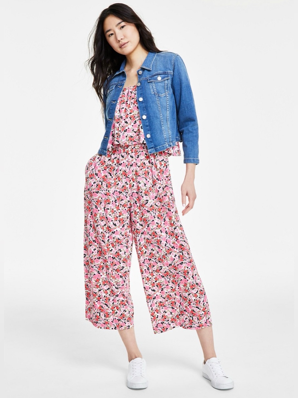 Tommy Hilfiger Pink Floral Spaghetti Strap Jumpsuit